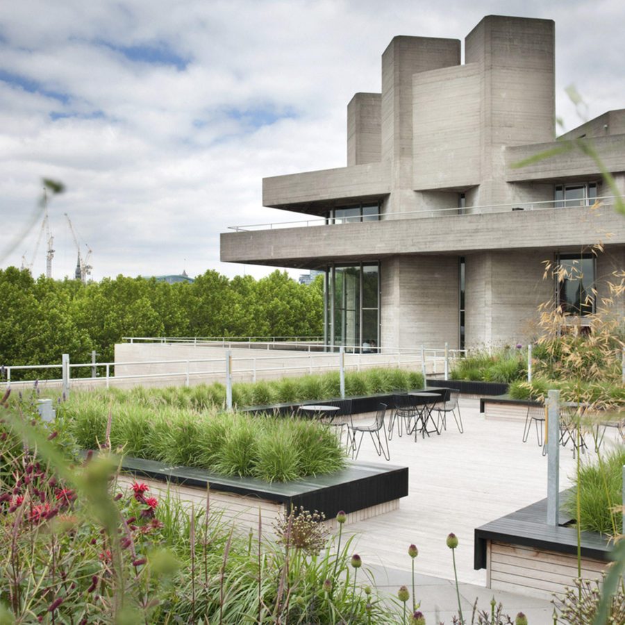 National-Theatre-exterior-planting-by-phillip-vile-2000x1000-Masthead An exterior terrace of the National Theatre, with planting in various raised beds.